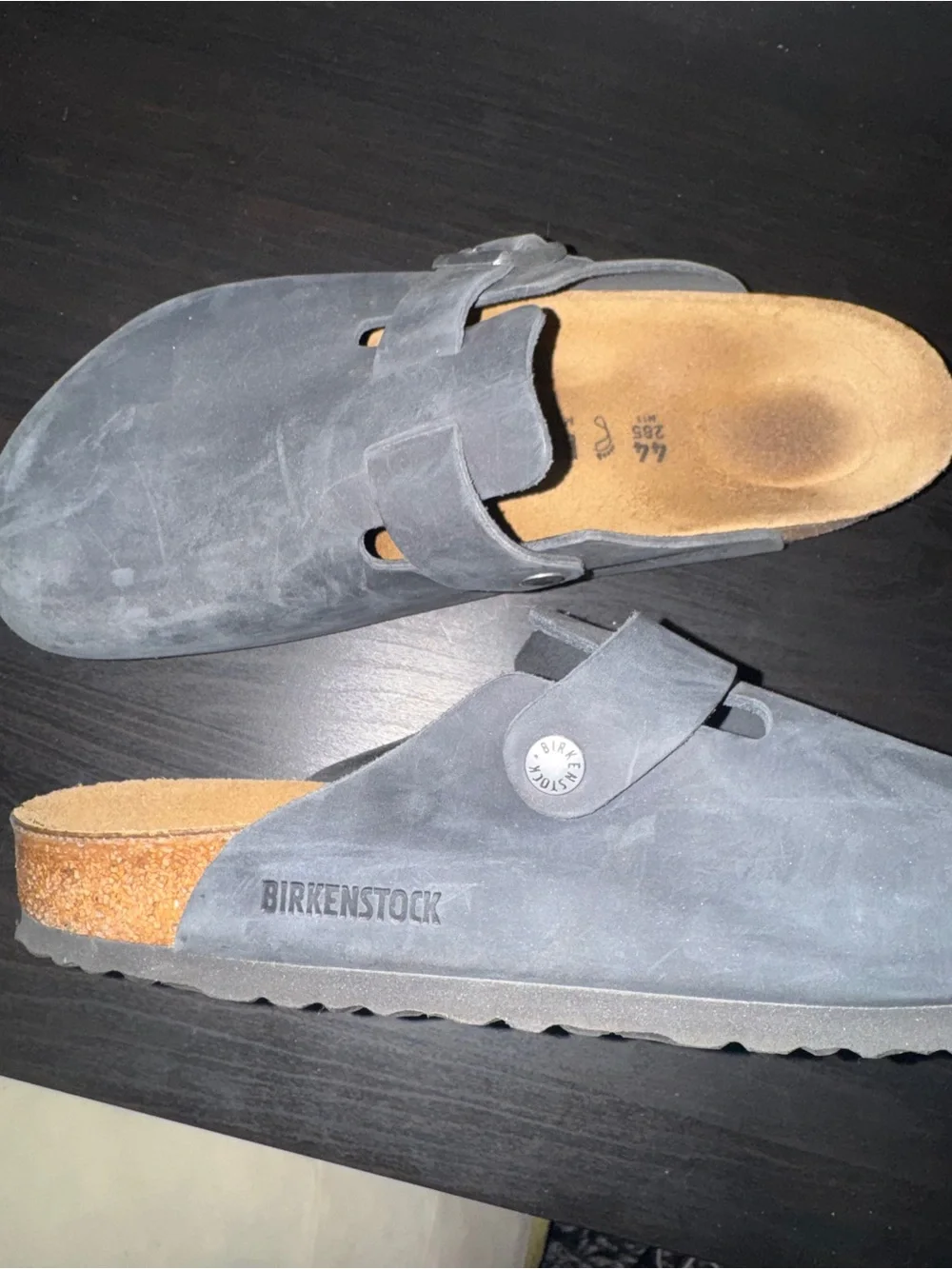 Birkenstock Clogs leather Charcoal with Buckle